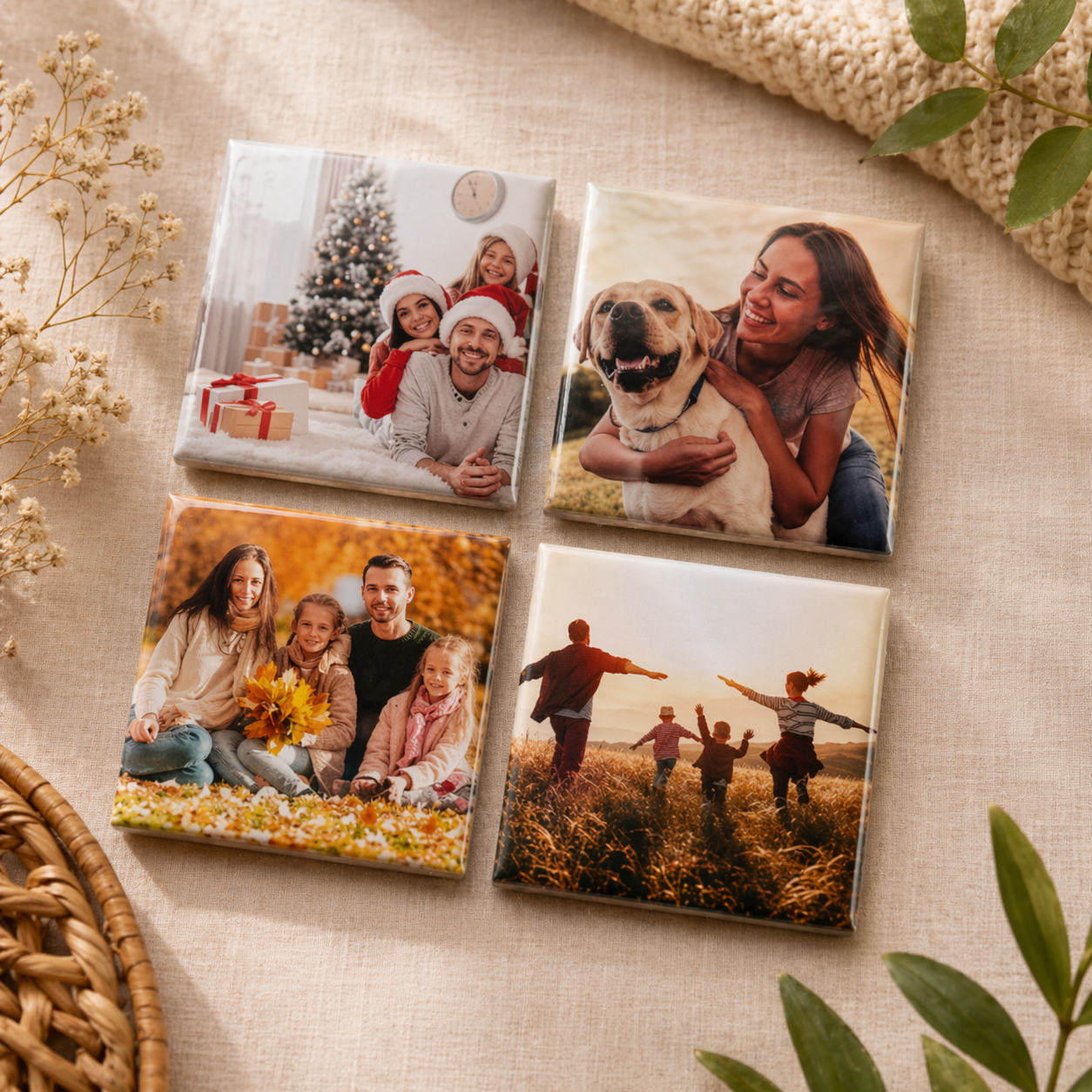 Custom Family Photo Fridge Magnet Pack of 4