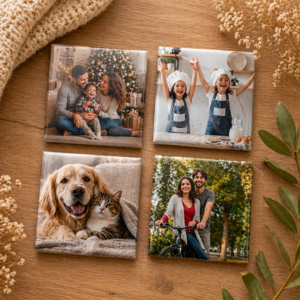 Custom Family Photo Fridge Magnet Pack of 4