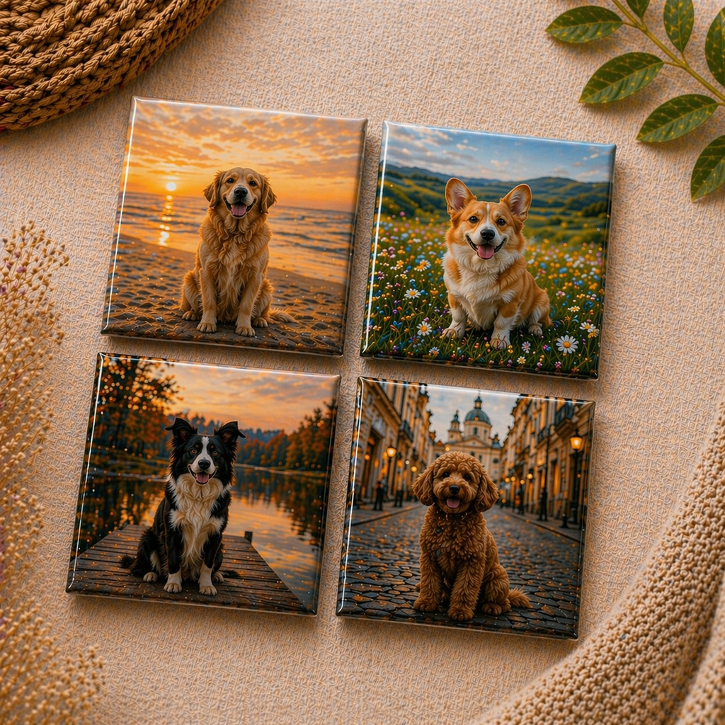 Custom Family Photo Fridge Magnet Pack of 4